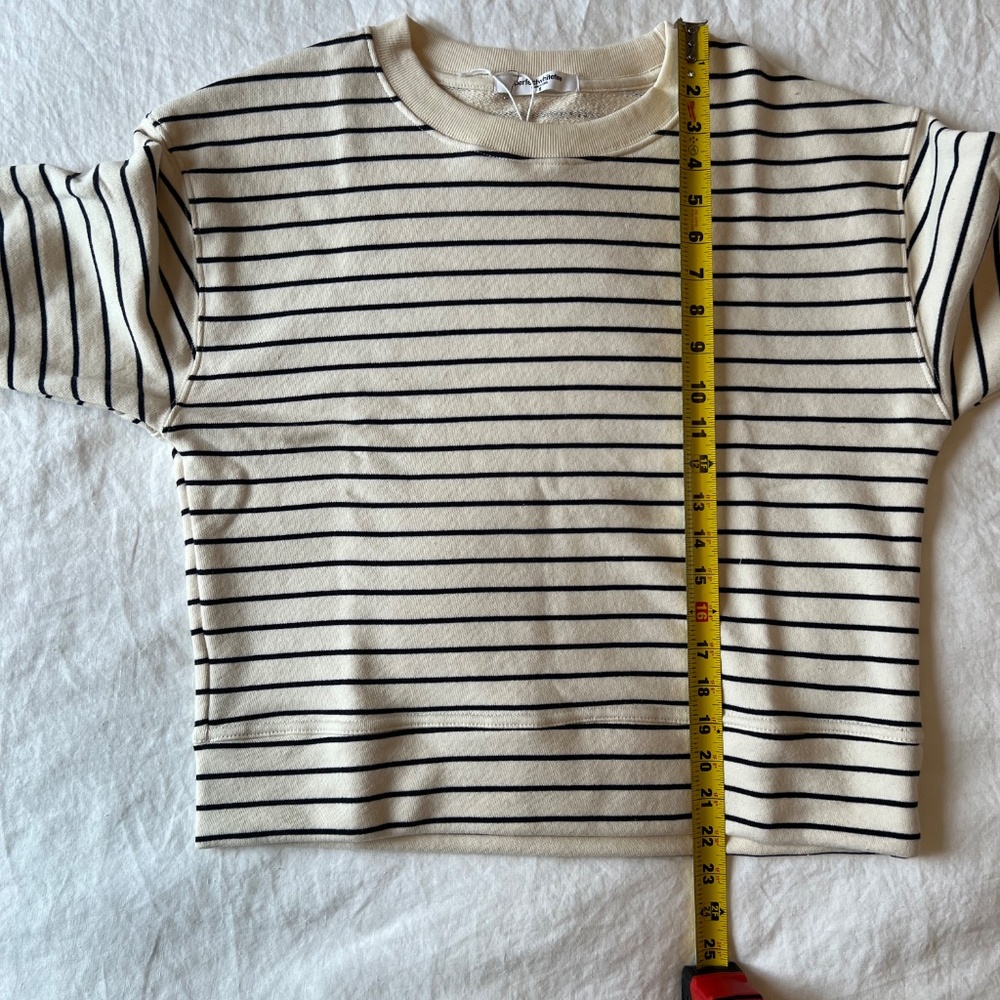 perfectwhitetee Cream and Black Striped Sweatshirt - Picture 8 of 9